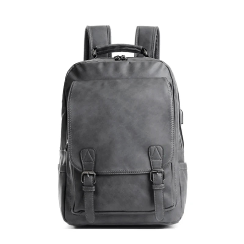 Leather Laptop Backpack for Men Waterproof Travel Backpack Vintage Business Bag for Commuter Casual Leather Daypack