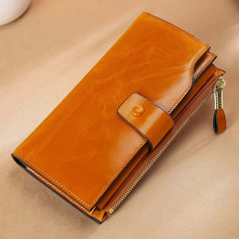 Leather Long Wallet women Genuine leather clutch real cowskin wallet dress party long purse for laies