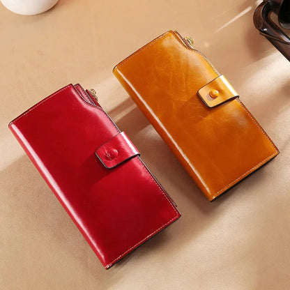 Leather Long Wallet women Genuine leather clutch real cowskin wallet dress party long purse for laies