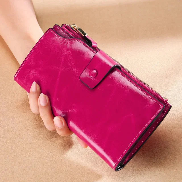 Leather Long Wallet women Genuine leather clutch real cowskin wallet dress party long purse for laies