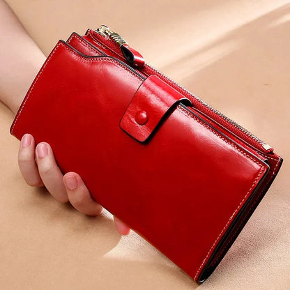 Leather Long Wallet women Genuine leather clutch real cowskin wallet dress party long purse for laies
