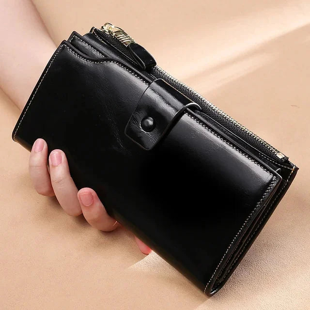 Leather Long Wallet women Genuine leather clutch real cowskin wallet dress party long purse for laies