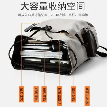 Leather Men Backpack Vintage For Teenager Laptop PC Portable Bags Designer Boys Travel Backpack Thin School Luxury Mochila
