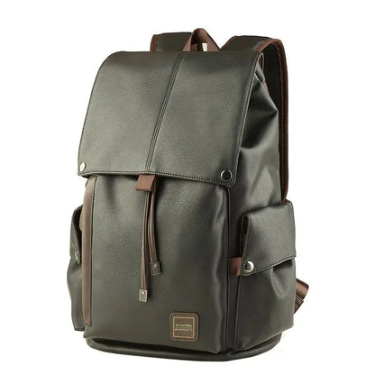 Leather Men Backpack Vintage For Teenager Laptop PC Portable Bags Designer Boys Travel Backpack Thin School Luxury Mochila