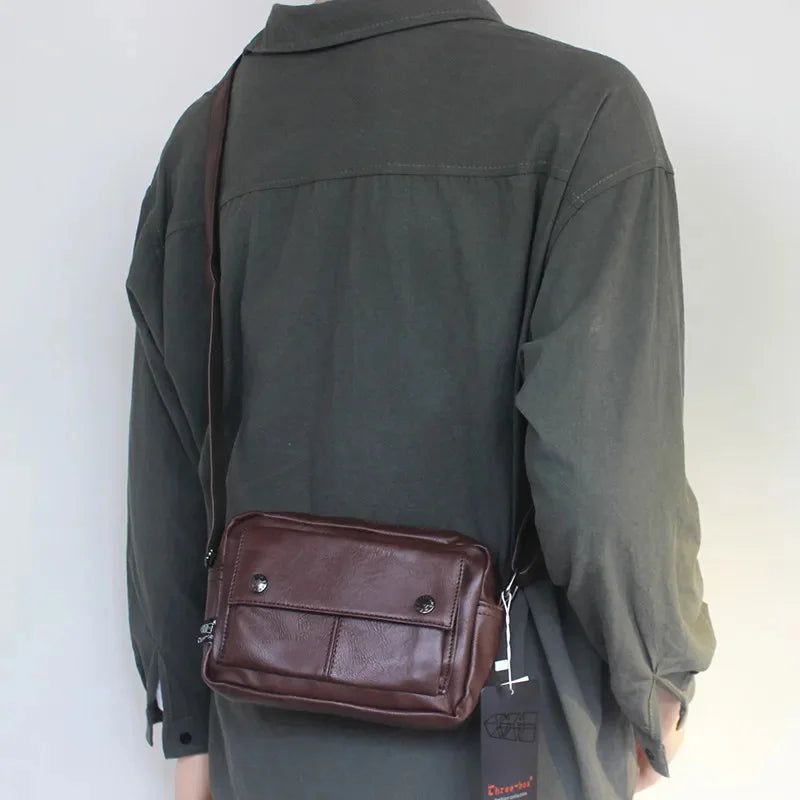 Leather Men's Crossbody Fashion Male Shoulder Daily Casual Messenger Bag High Quality Handbag