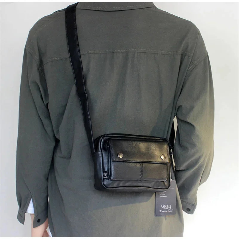 Leather Men's Crossbody Fashion Male Shoulder Daily Casual Messenger Bag High Quality Handbag