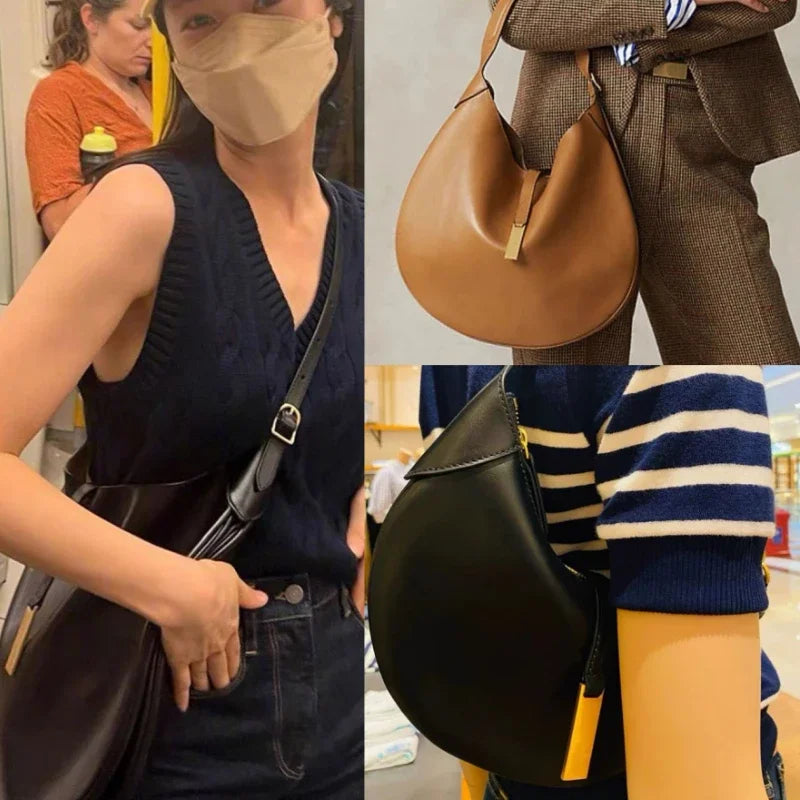 Leather Suede Hobos Women Handbag Designer Fashion Luxury Genuine Leather Shoulder Crossbody Bags Lady Simple Tote Purse 2024