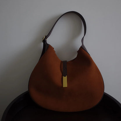 Leather Suede Hobos Women Handbag Designer Fashion Luxury Genuine Leather Shoulder Crossbody Bags Lady Simple Tote Purse 2024
