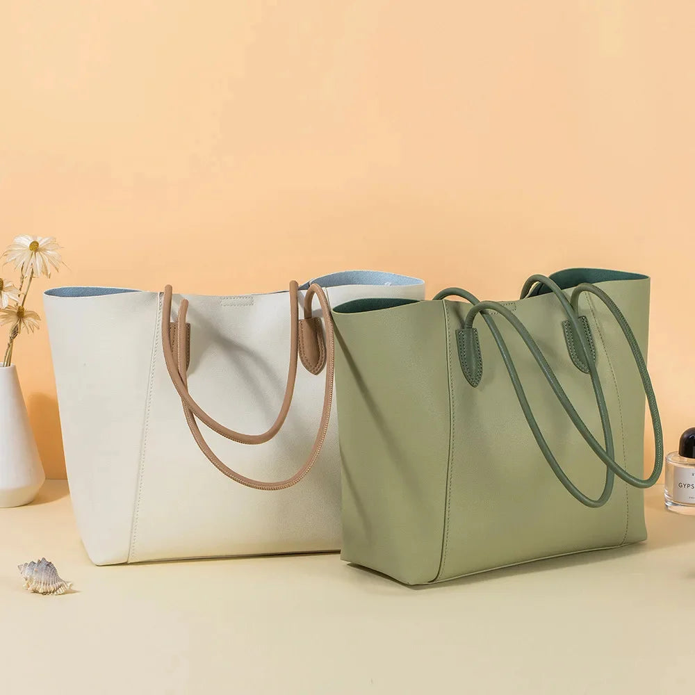 Leather Tote 2024 New High-capacity High-grade Texture Shoulder Underarm Handbag Commuter Women's Bag Gift Wife Girlfriend