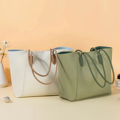 Leather Tote 2024 New High-capacity High-grade Texture Shoulder Underarm Handbag Commuter Women's Bag Gift Wife Girlfriend