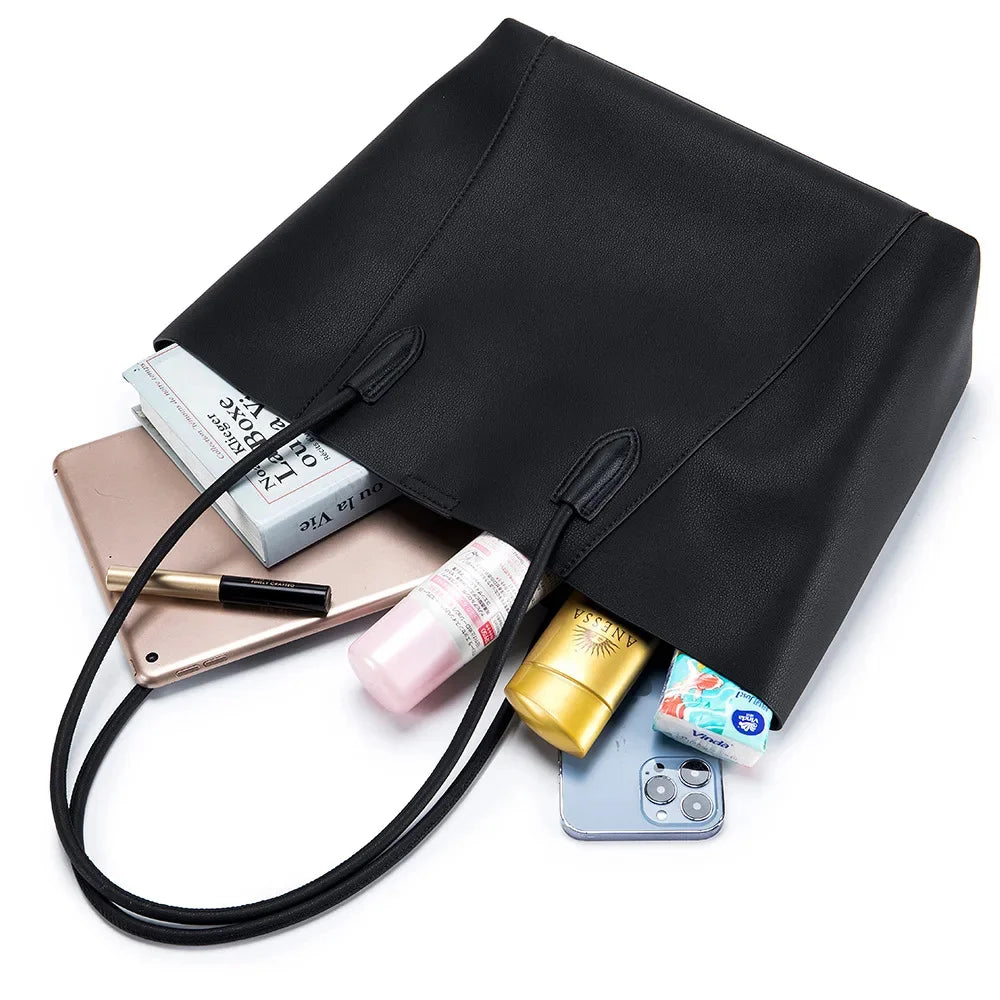 Leather Tote 2024 New High-capacity High-grade Texture Shoulder Underarm Handbag Commuter Women's Bag Gift Wife Girlfriend
