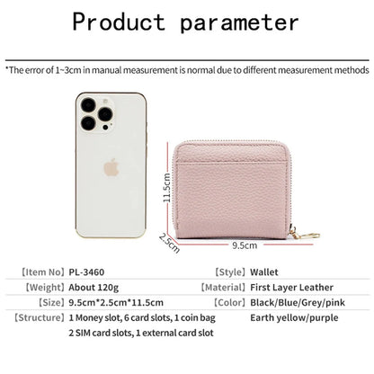 Leather Zipper Wallet RFID Blocking Zip Around Bifold Wallets Multifunctional Card Holder Purse Short Purses