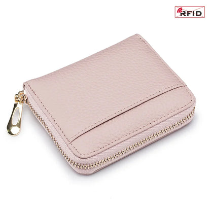 Leather Zipper Wallet RFID Blocking Zip Around Bifold Wallets Multifunctional Card Holder Purse Short Purses