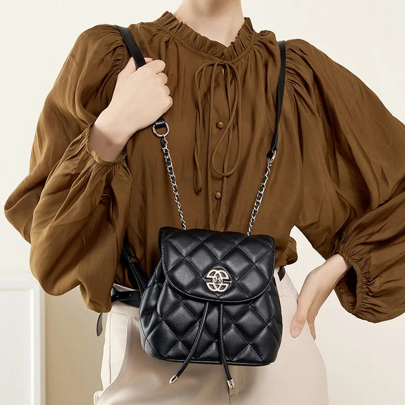 Leather backpack women's 2024 new fashion backpack design sense niche large-capacity bag backpack women