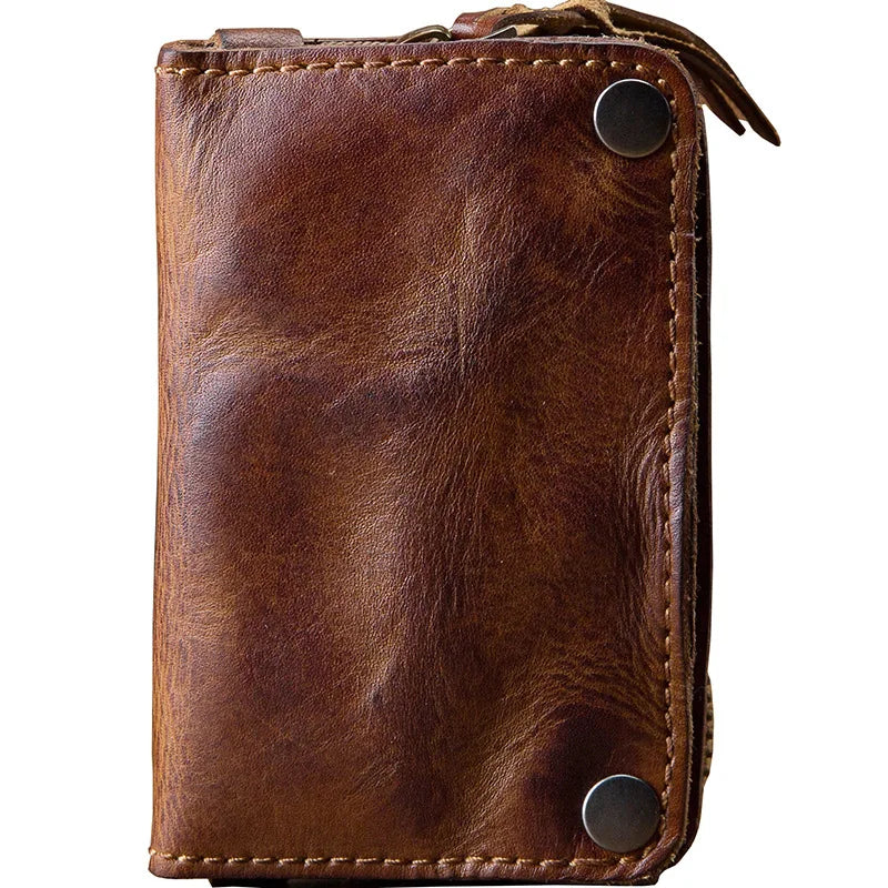 Leather key bag men's leather multifunctional large-capacity car key bag vegetable tanned leather card bag coin purse waist hang