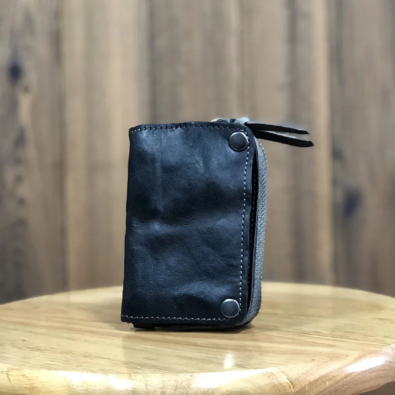 Leather key bag men's leather multifunctional large-capacity car key bag vegetable tanned leather card bag coin purse waist hang