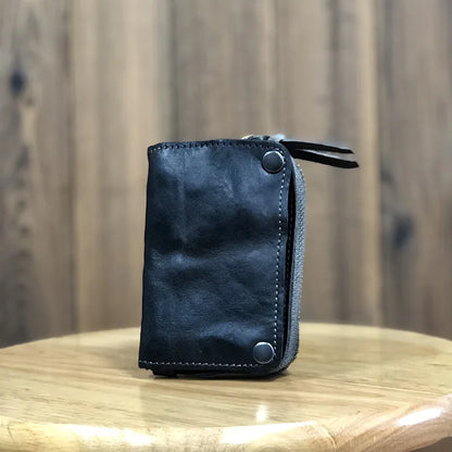 Leather key bag men's leather multifunctional large-capacity car key bag vegetable tanned leather card bag coin purse waist hang