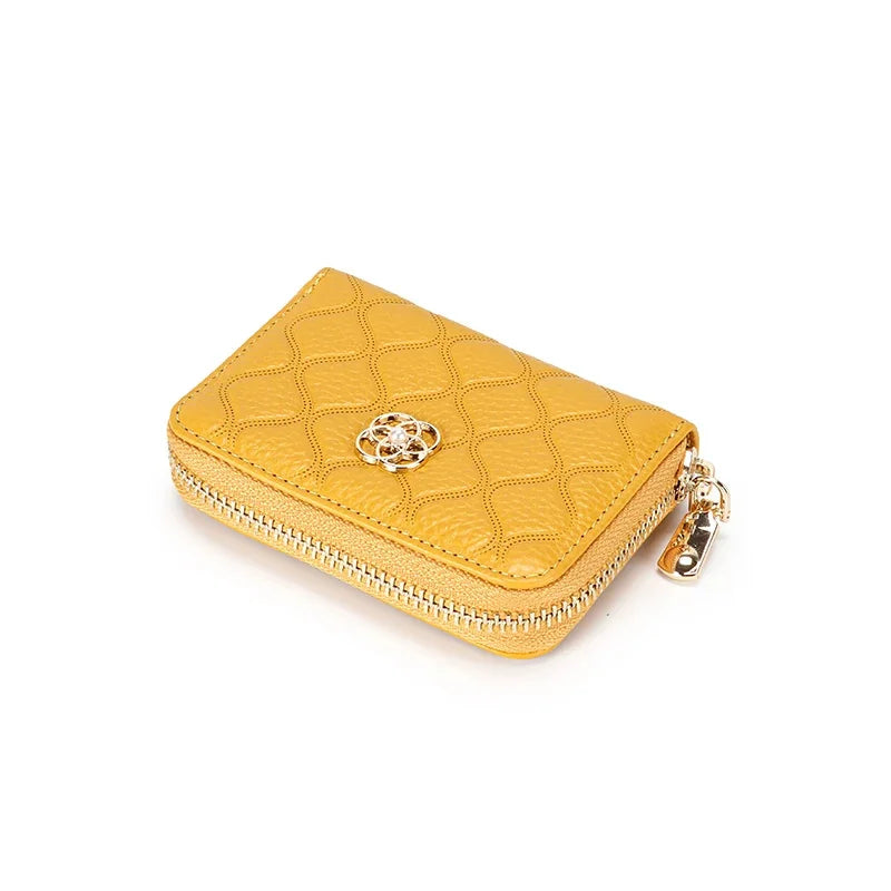 Leather ladies zipper coin purse brand wallet female passport holder new multifunctional organ ID card fashion2024