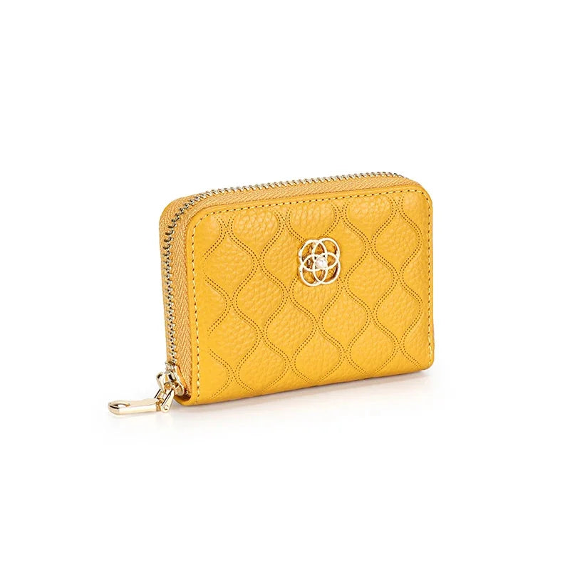 Leather ladies zipper coin purse brand wallet female passport holder new multifunctional organ ID card fashion2024