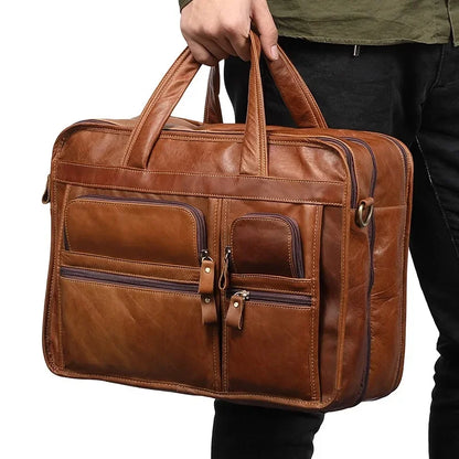 Leather ’ s Briefcase Casual Business Tote s Shoulder Crossbody s Men Handbag Large Travel Laptop Bag