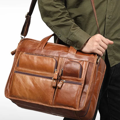 Leather ’ s Briefcase Casual Business Tote s Shoulder Crossbody s Men Handbag Large Travel Laptop Bag