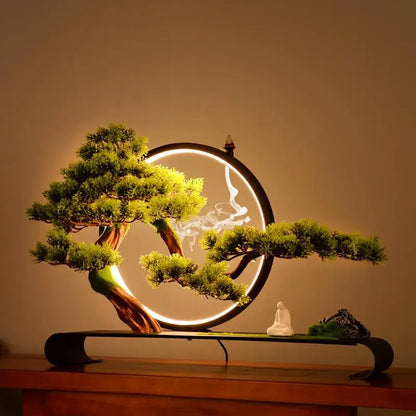 Led Light Backflow Incense Burner Welcoming Pine Smoke Waterfall Incense Sticks Holder 20 Pcs Cones Creative Home Decoration