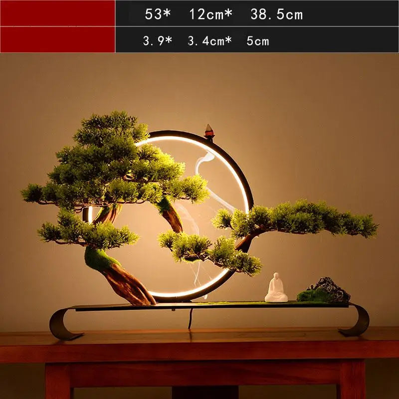 Led Light Backflow Incense Burner Welcoming Pine Smoke Waterfall Incense Sticks Holder 20 Pcs Cones Creative Home Decoration