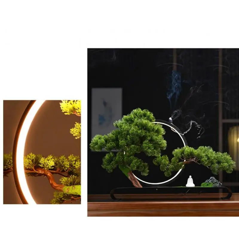Led Light Backflow Incense Burner Welcoming Pine Smoke Waterfall Incense Sticks Holder 20 Pcs Cones Creative Home Decoration
