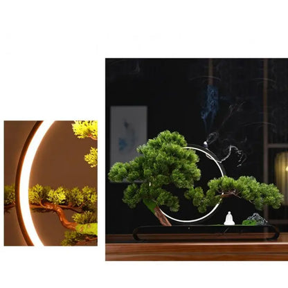 Led Light Backflow Incense Burner Welcoming Pine Smoke Waterfall Incense Sticks Holder 20 Pcs Cones Creative Home Decoration