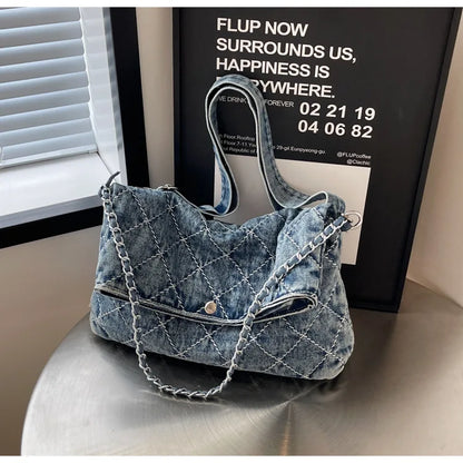 Leisure Cowboy Butot Women's 2024 Cross border New Lingge Chain Underarm Single Shoulder Crossbody Bag