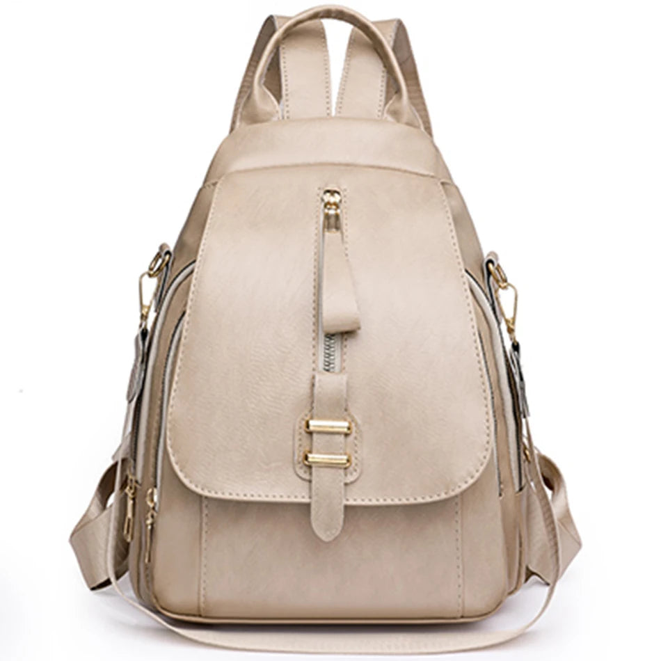 Leisure Female Backpacks Fashion Multifunctional Teenager School Backpacks Luxury Designer Pu Leather Travel Knapsack Bookbag