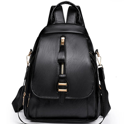 Leisure Female Backpacks Fashion Multifunctional Teenager School Backpacks Luxury Designer Pu Leather Travel Knapsack Bookbag
