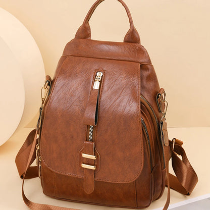 Leisure Female Backpacks Fashion Multifunctional Teenager School Backpacks Luxury Designer Pu Leather Travel Knapsack Bookbag