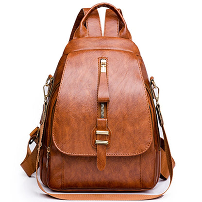 Leisure Female Backpacks Fashion Multifunctional Teenager School Backpacks Luxury Designer Pu Leather Travel Knapsack Bookbag