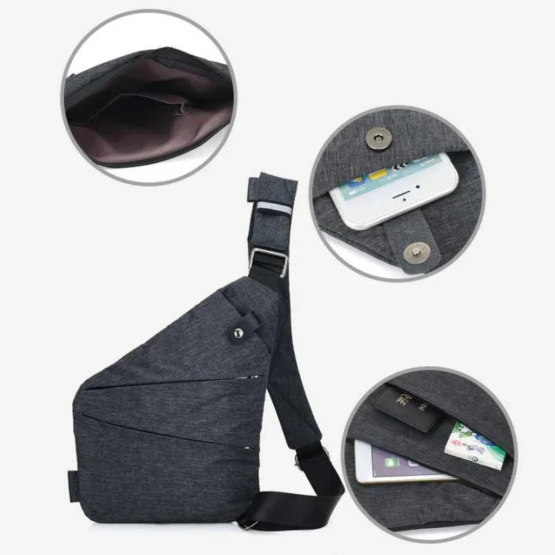Leisure Men Travel Business Fino Burglarproof Shoulder Holster Anti Theft Security Strap Digital Storage Chest Bags