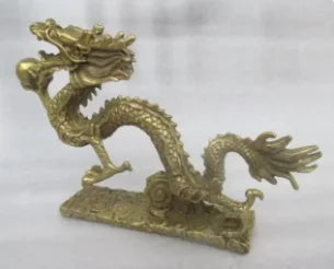 Length:6.7 inche / Elaborate Chinese manual old brass play pearl dragon auspicious statue No.2