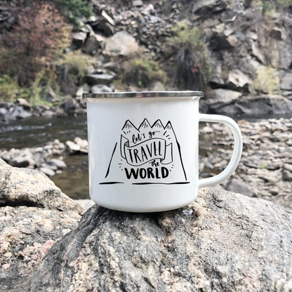 Let's Go Travel The World Camping Enamel Cup Handle Cups Coffee Tea Milk Mugs Party Best Gifts Camping Campfire Coffee Mugs