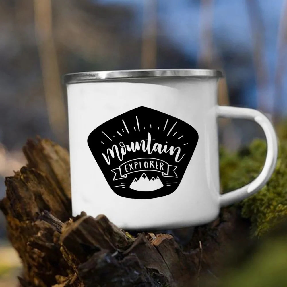 Let's Go Travel The World Camping Enamel Cup Handle Cups Coffee Tea Milk Mugs Party Best Gifts Camping Campfire Coffee Mugs