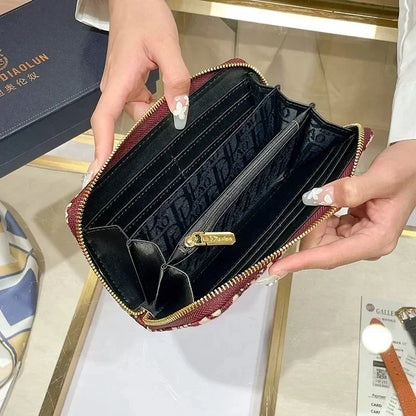 Letter Embroidery Mini Shoulder s Women Luxury Genuine Leather Purses Clutch Alligator Cowhide Crossbody Bag Handbag 2024