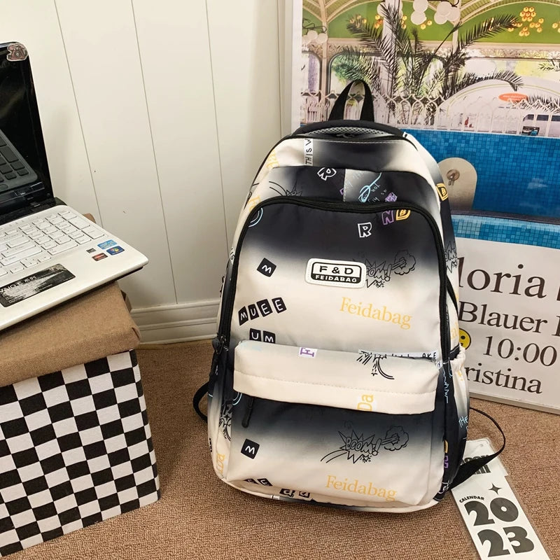 Letter Printing Women Backpack Teenage Girls Laptop Rucksack Student School Bag Korean Style Schoolbag Boys Bagpack Mochila