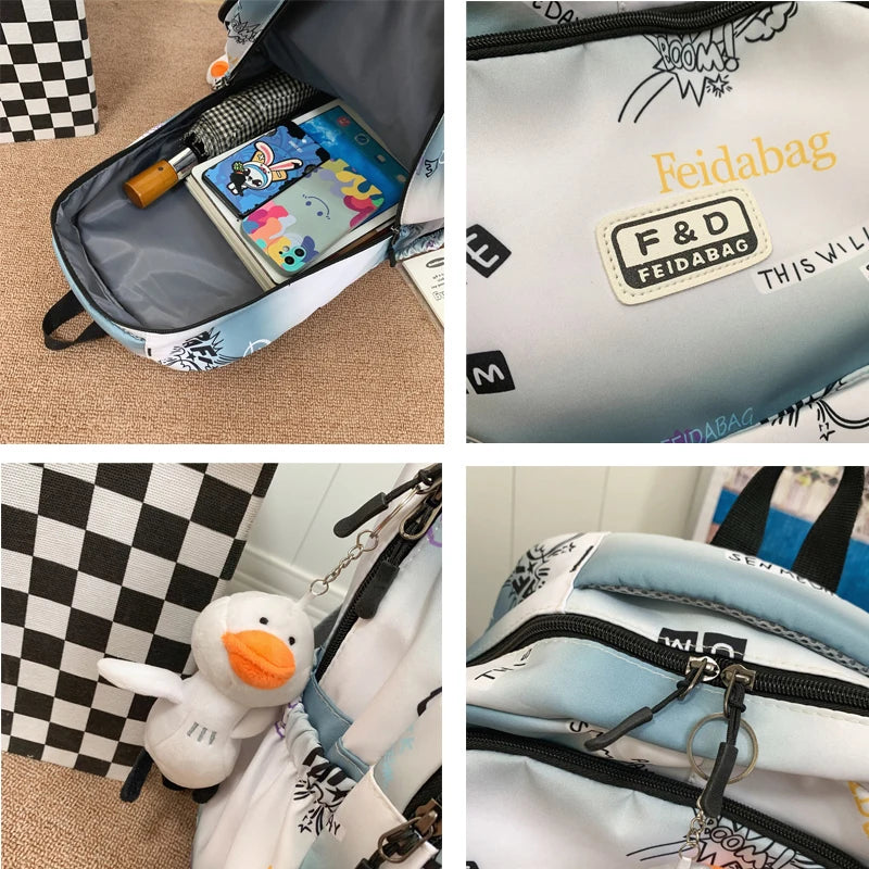 Letter Printing Women Backpack Teenage Girls Laptop Rucksack Student School Bag Korean Style Schoolbag Boys Bagpack Mochila