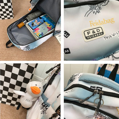 Letter Printing Women Backpack Teenage Girls Laptop Rucksack Student School Bag Korean Style Schoolbag Boys Bagpack Mochila