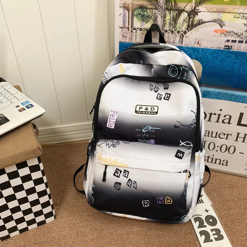 Letter Printing Women Backpack Teenage Girls Laptop Rucksack Student School Bag Korean Style Schoolbag Boys Bagpack Mochila
