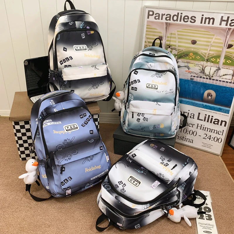 Letter Printing Women Backpack Teenage Girls Laptop Rucksack Student School Bag Korean Style Schoolbag Boys Bagpack Mochila