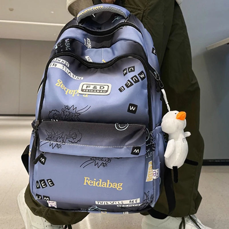 Letter Printing Women Backpack Teenage Girls Laptop Rucksack Student School Bag Korean Style Schoolbag Boys Bagpack Mochila