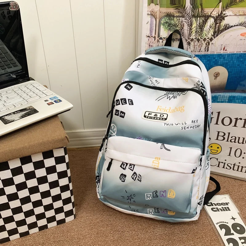 Letter Printing Women Backpack Teenage Girls Laptop Rucksack Student School Bag Korean Style Schoolbag Boys Bagpack Mochila