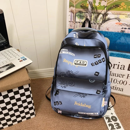 Letter Printing Women Backpack Teenage Girls Laptop Rucksack Student School Bag Korean Style Schoolbag Boys Bagpack Mochila