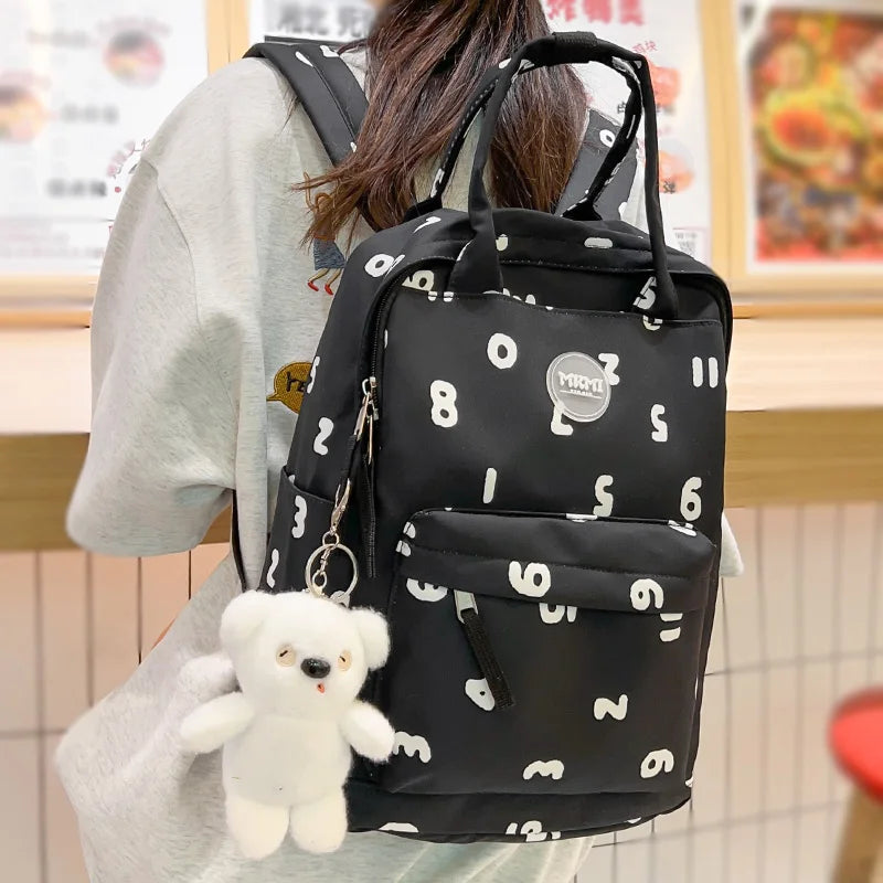 Letter Printing Women Nylon Waterproof Laptop Book Bags Girl Cute Travel School Bag Lady Fashion Female College Backpack Leisure