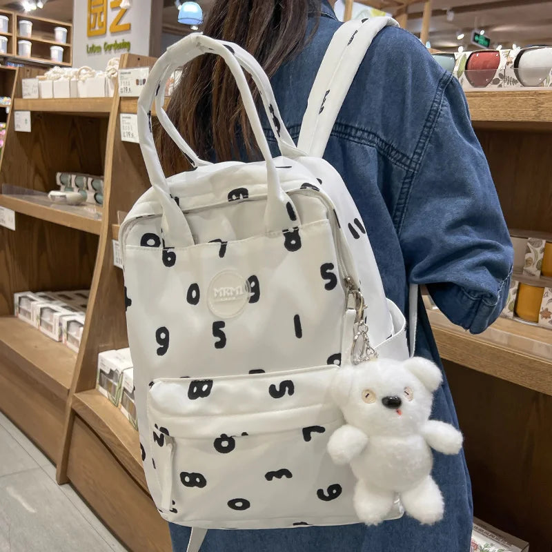 Letter Printing Women Nylon Waterproof Laptop Book Bags Girl Cute Travel School Bag Lady Fashion Female College Backpack Leisure