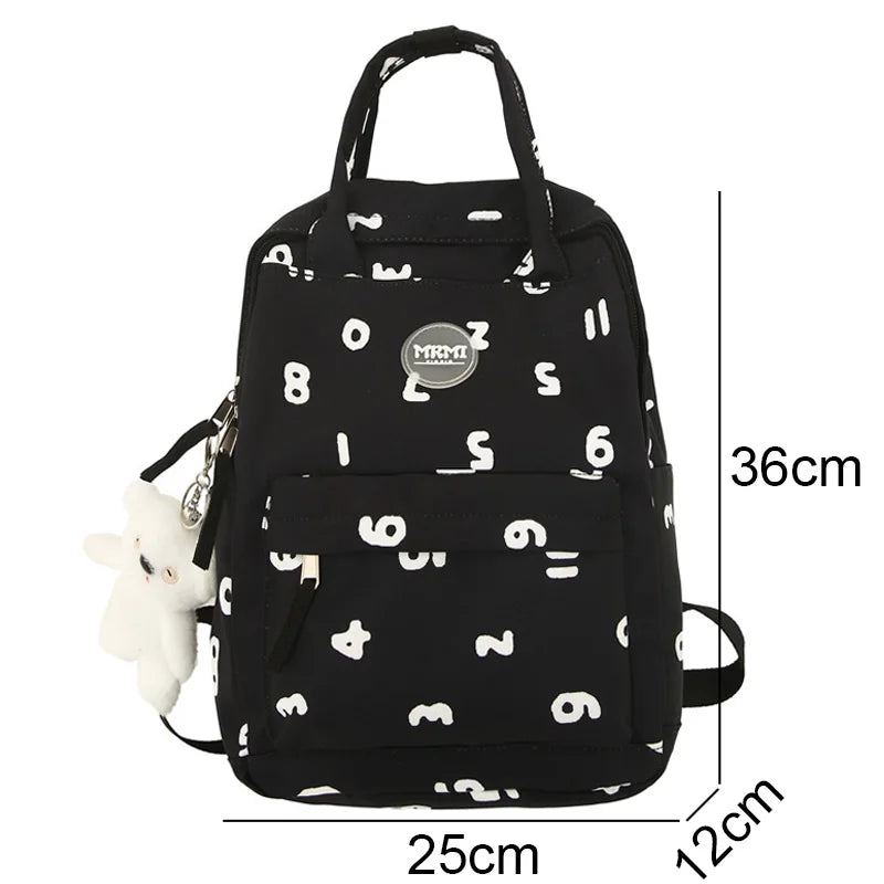 Letter Printing Women Nylon Waterproof Laptop Book Bags Girl Cute Travel School Bag Lady Fashion Female College Backpack Leisure